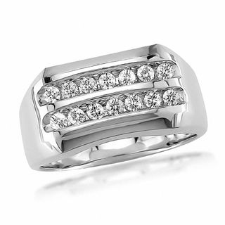 Men S 2 Ct T W Diamond Multi Row Band In 10k White Gold Diamond Rings Rings Zales Outlet