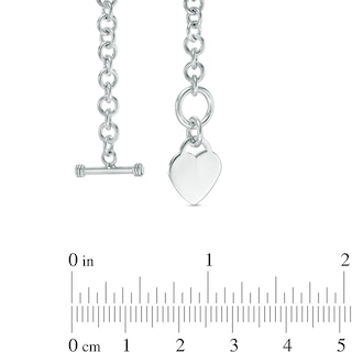 Jewelili Heart, Lock and Key Charm Pendant Toggle Necklace with Natural White Diamond in Sterling Silver 1/5 Cttw