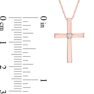 Diamond Accent Solitaire Cross Pendant in 10K Rose Gold | Zales