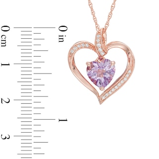 Zales 4.0mm Heart-Shaped Pink Lab-Created Sapphire Tennis Necklace in Sterling Silver with Rose Rhodium