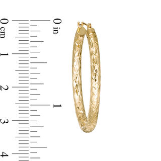 Zales 14K Gold Diamond-Cut Polka-Dot Tube Hoop Earrings