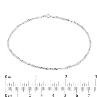 Diamond-Cut Singapore Chain Anklet in 10K White Gold - 10