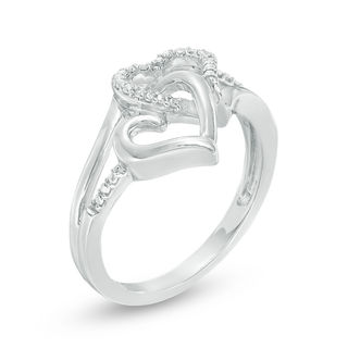 Diamond Heart Promise Ring 1/15 ct tw Round-cut Sterling Silver