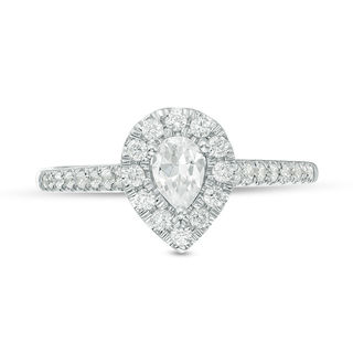 0.91 Cttw Two Row Pear and Round Diamond Fashion Ring in White Gold