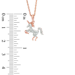 1/8 CT. T.W. Diamond Unicorn Pendant in Sterling Silver with 14K