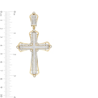 Gold and Triple Diamond Cross Charms in Double Layer Chain | KC Design | Diamond Vault of Troy