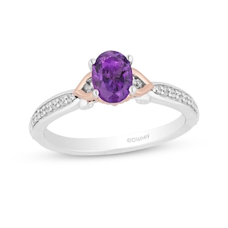 Enchanted Disney Ariel Amethyst and 1/15 CT. T.W. Diamond Seashell Ring in  Sterling Silver and 10K Rose Gold