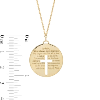 Stainless Steel Engraved Plate Cross Necklace with Our Father Prayer