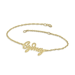 Zales Outlet Script Monogram Anklet in Sterling Silver with 14K Yellow or Rose Gold Plate (1 Line) - 10