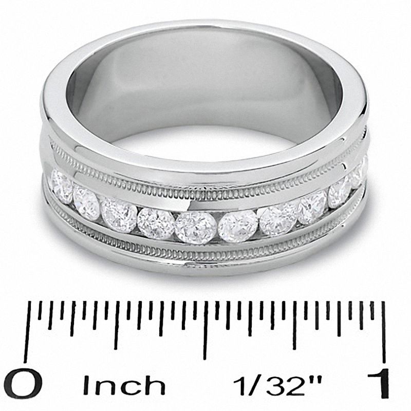 Main Image 3 of Men's 1 CT. T.W. Diamond Milgrain Band in 14K White Gold