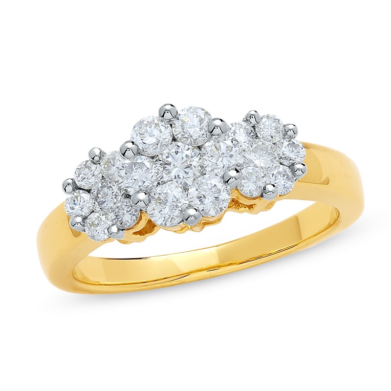1 CTW. Invisible-Set Diamond Flower Ring in 14K Gold