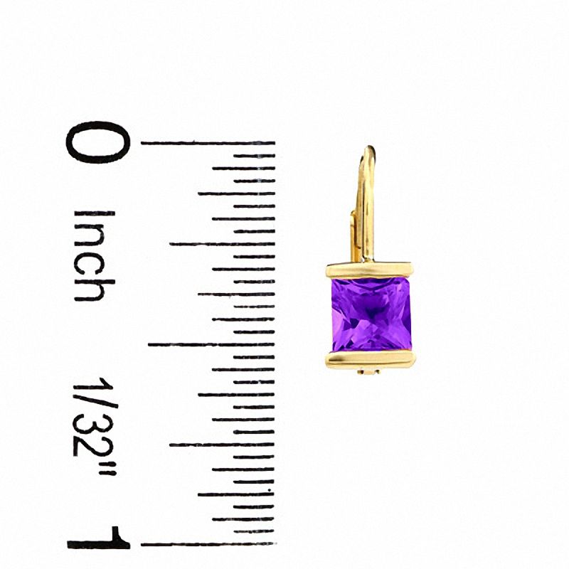 5.0mm Princess-Cut Amethyst Leverback Earrings in 14K Gold