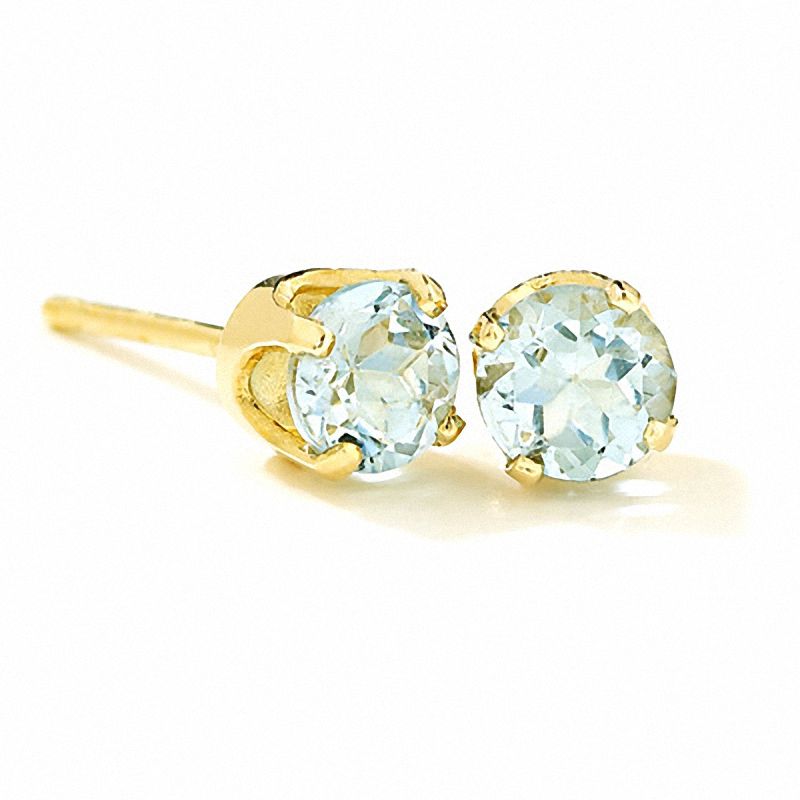 4.0mm Aquamarine Stud Earrings in 14K Gold