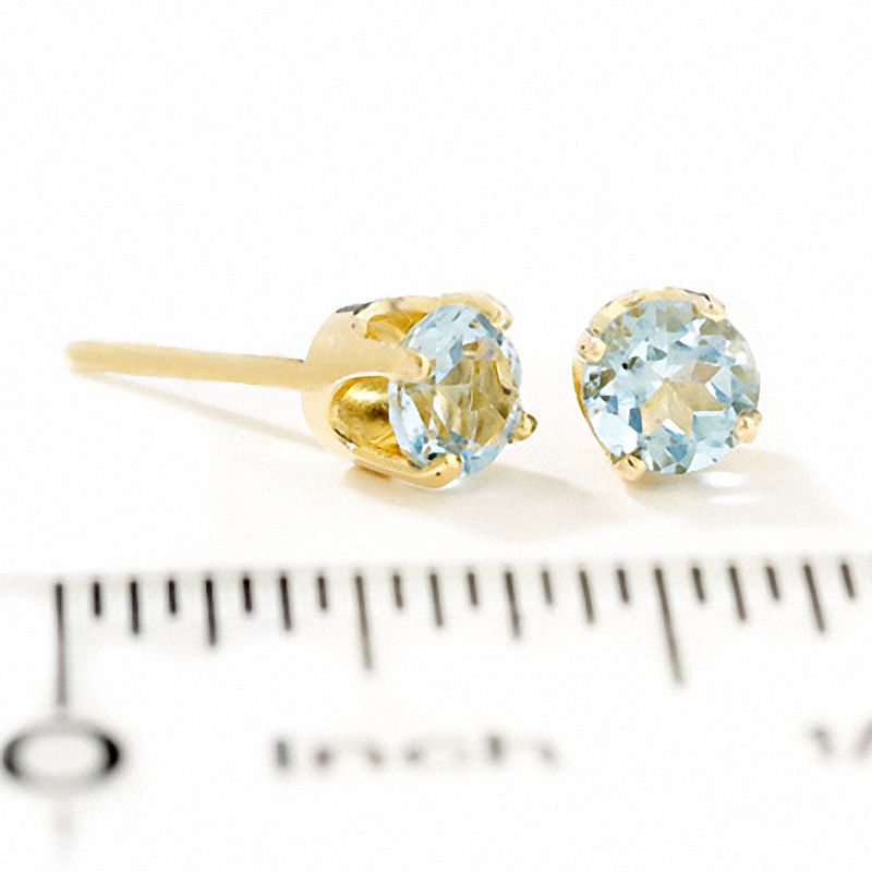 4.0mm Aquamarine Stud Earrings in 14K Gold