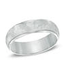Thumbnail Image 0 of Men's 6.0mm Hammered Comfort Fit Wedding Band in 14K White Gold