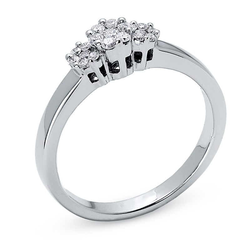 Main Image 2 of 1/4 CT. T.W. Invisible-Set Diamond Flower Ring in 14K White Gold