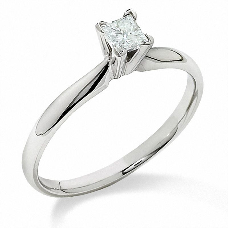 Main Image 1 of 1/4 CT. Princess-Cut Diamond Solitaire Engagement Ring in 14K White Gold