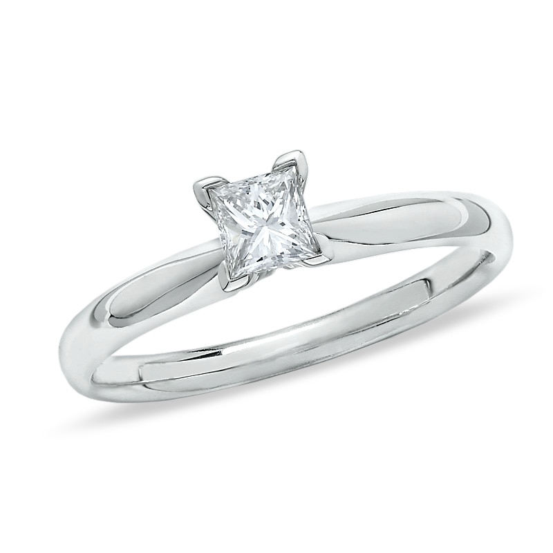 1/3 CT. Princess-Cut Diamond Solitaire Engagement Ring in 14K White Gold