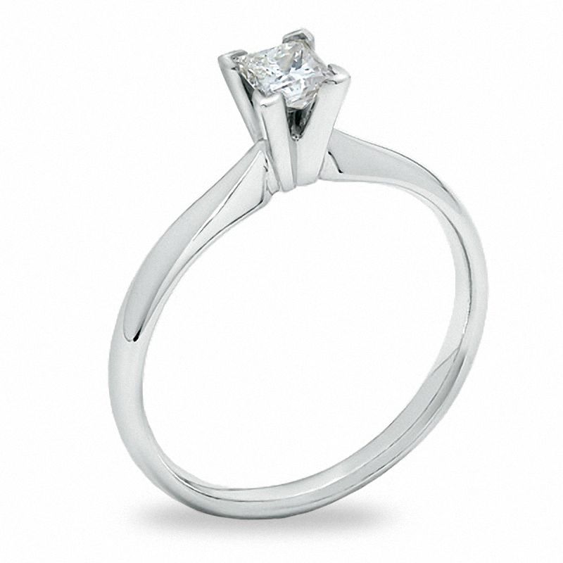 1/3 CT. Princess-Cut Diamond Solitaire Engagement Ring in 14K White Gold