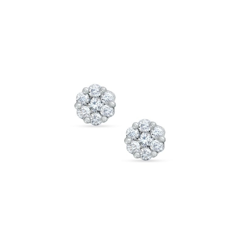 1/4 CT. T.W. Diamond Flower Earrings in 14K White Gold | Zales Outlet
