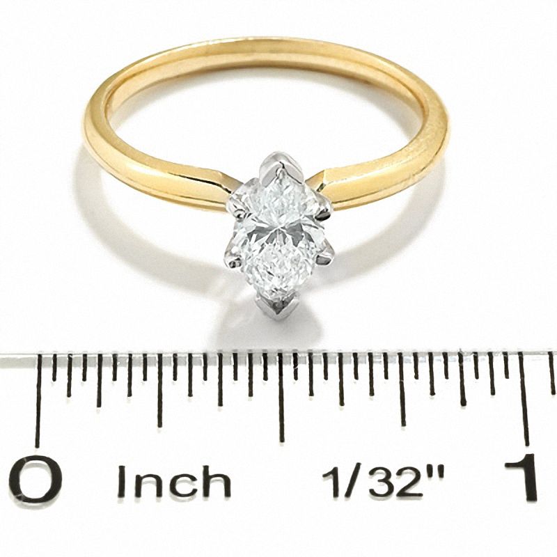 Main Image 3 of 7/8 CT. Marquise Diamond Solitaire Engagement Ring in 14K Gold