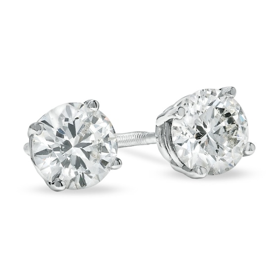 1 CT. T.W. Diamond Solitaire Earrings in 14K White Gold | Zales Outlet