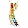 Thumbnail Image 1 of Multi-Gemstone Curl &quot;X&quot; Pendant in 14K Gold with Diamond Accents