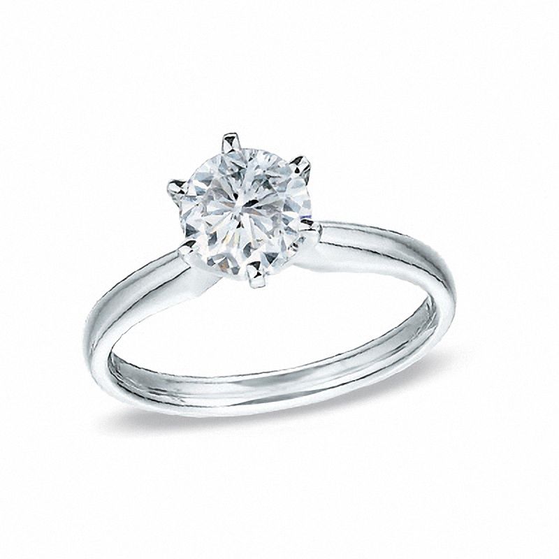 14K Gold Three-Stone Round Brilliant Diamond Engagement Ring
