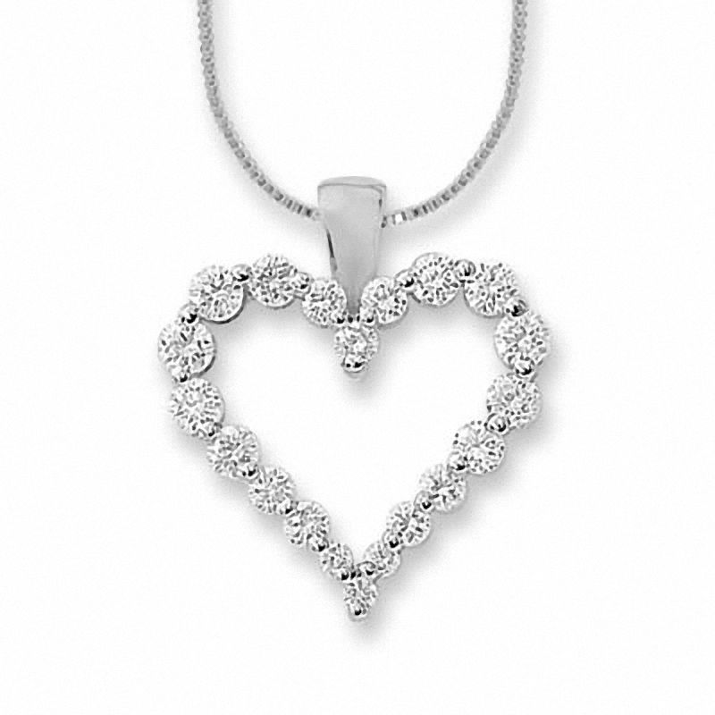 Main Image 1 of 1/2 CT. T.W. Certified Diamond Heart Pendant in 14K White Gold