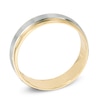 Thumbnail Image 1 of Men's 6.0mm Hammered Comfort Fit Wedding Band in 14K Two-Tone Gold - Size 10
