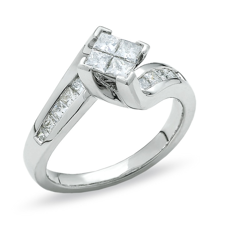 Main Image 1 of 3/4 CT. T.W. Quad Princess-Cut Diamond Ring in 14K White Gold