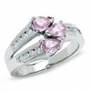 Thumbnail Image 1 of Pear-Shaped Pink Sapphire and Diamond Ring in 14K White Gold