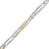 Thumbnail Image 1 of Men's Stainless Steel ID Bracelet with 14K Gold and Diamond Accents - 8.5&quot;