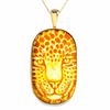 Thumbnail Image 1 of Cushion Cut Amber Cheetah Pendant in 14K Gold