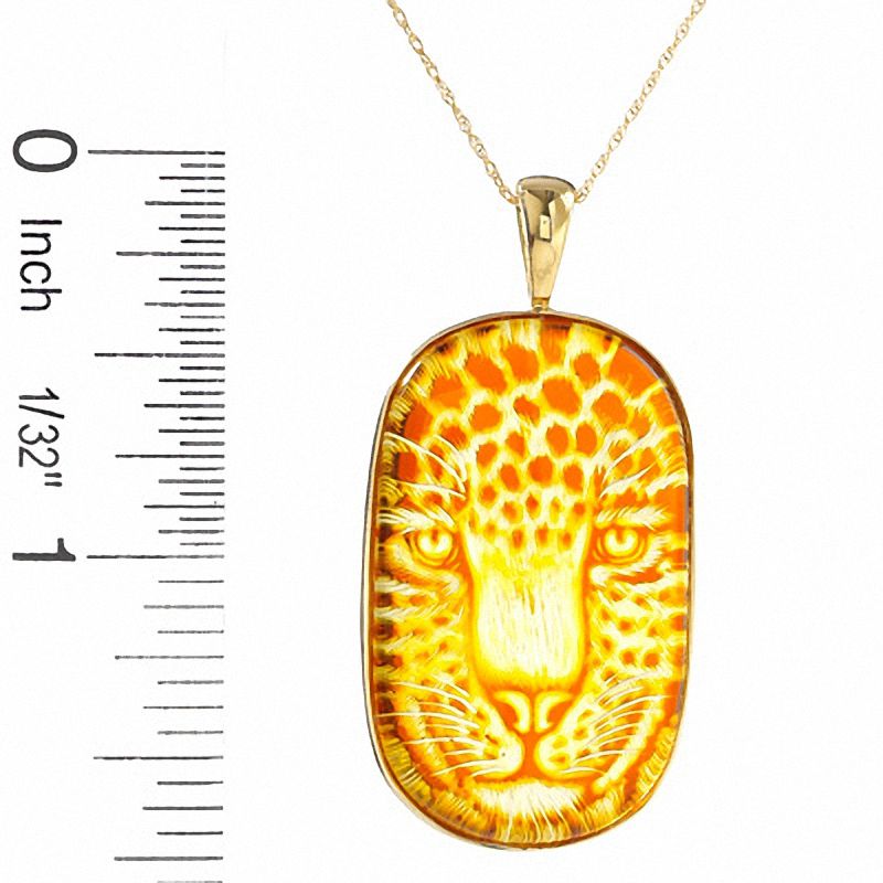 Main Image 2 of Cushion Cut Amber Cheetah Pendant in 14K Gold