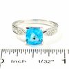 Thumbnail Image 2 of Square Blue Topaz and Diamond Ring in 14K White Gold