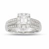 Thumbnail Image 0 of 1 CT. T.W. Emerald Cut Diamond Vintage Three Row Ring in 14K White Gold