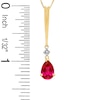 Thumbnail Image 2 of Pear-Shaped Lab-Created Ruby and Diamond Stick Pendant in 14K Gold