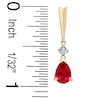 Thumbnail Image 2 of Pear-Shaped Lab-Created Ruby and Diamond Stick Earrings in 14K Gold