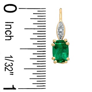 Cushion-Cut Lab-Created Emerald and Diamond Accent Drop Earrings in 10K ...