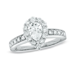 1-1/4 CT. T.W. Pear Shaped Diamond Vintage Ring in 14K White Gold