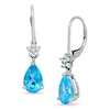Thumbnail Image 0 of Pear-Shaped Blue Topaz Leverback Earrings in 14K White Gold with Diamond Accents