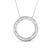 Thumbnail Image 0 of 1/3 CT. T.W. Baguette Diamond Circle Pendant in 14K White Gold