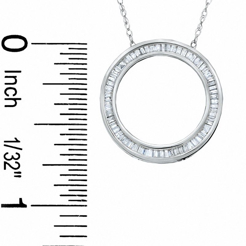 1/3 CT. T.W. Baguette Diamond Circle Pendant in 14K White Gold