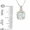 Thumbnail Image 1 of Cushion-Cut Aquamarine Pendant in 14K White Gold with Diamond Accents