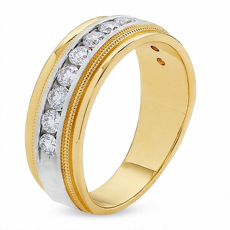 Main Image 2 of Men's 1 CT. T.W. Diamond Eleven Stone Band in 14K Two-Tone Gold