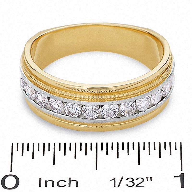 Main Image 3 of Men's 1 CT. T.W. Diamond Eleven Stone Band in 14K Two-Tone Gold