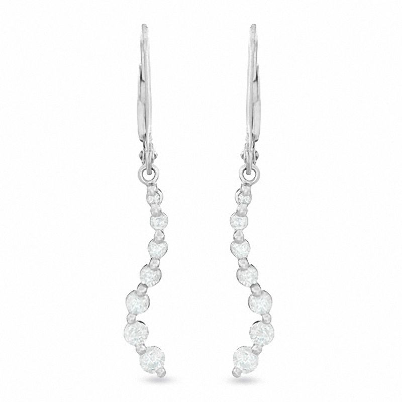 Main Image 1 of 1/2 CT. T.W. Journey Diamond Squiggle Earrings in 14K White Gold