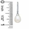 Thumbnail Image 1 of 7.0 - 7.5mm Pear-Shaped Cultured Freshwater Pearl and 1/10 CT. T.W. Diamond Drop Earrings in 10K White Gold