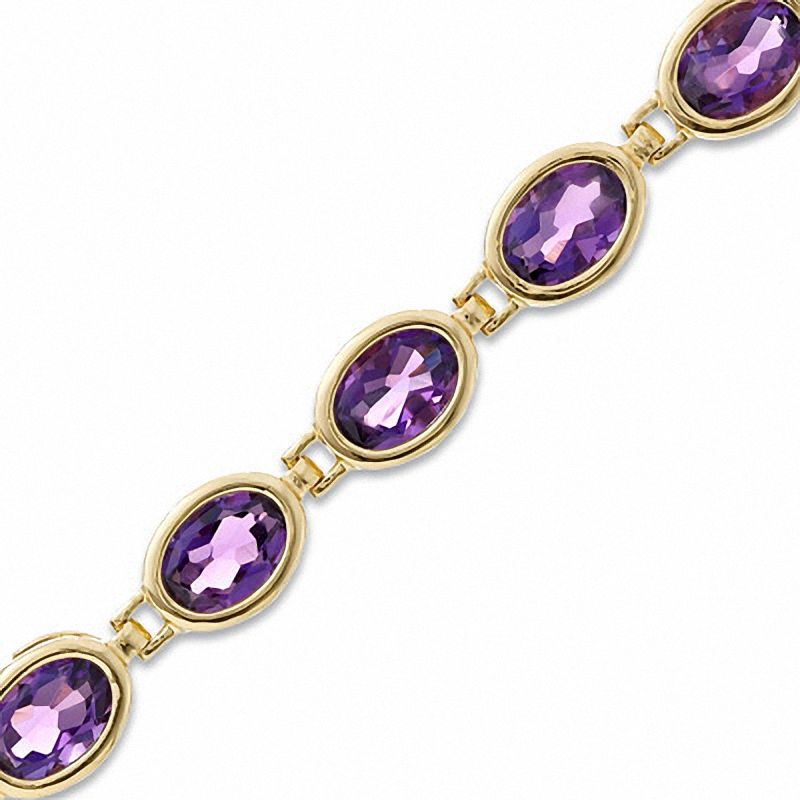 Main Image 1 of Oval Amethyst Bracelet in 14K Gold